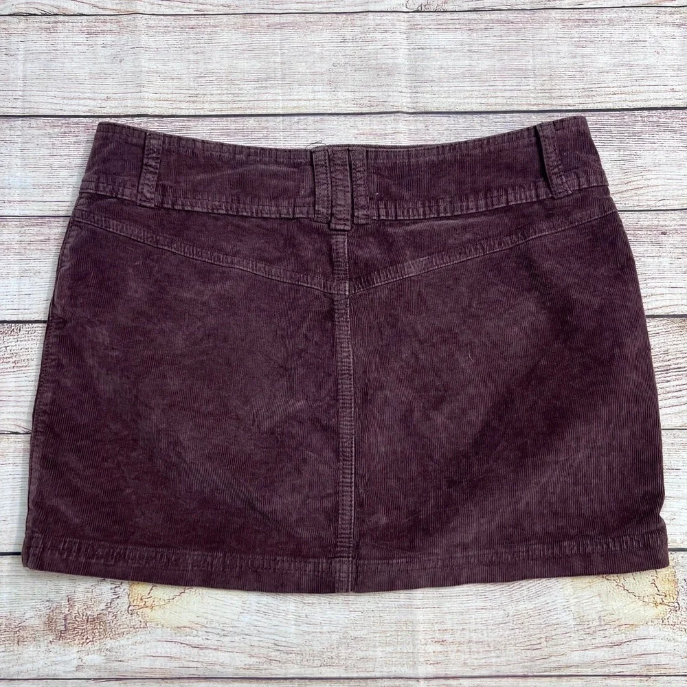 We The Free People Joanie Brown Corduroy Button Front Mini Skirt 28 Boho Autumn